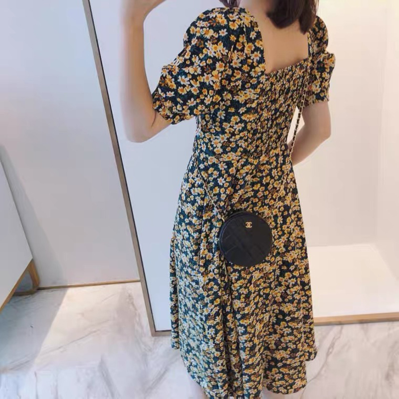 Đầm tay ngắn ZXYOUPING cổ vuông họa tiết hoa size s-xxl