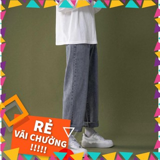 Quần baggy ống rộng - Quần jean nam jean trơn basic dễ phối đồ