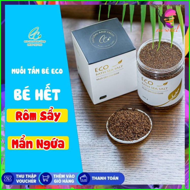 [COMBO MUỐI SIÊU RẺ] 3 MUỐI TẮM BÉ ECO GOLD 400G TẶNG 1 MUỐI ECO 200G- DÙNG CHO TRẺ TỪ SƠ SINH,  GIẢM RÔM SẢY, MẨN NGỨA