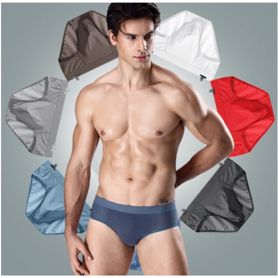 Hộp 4 quần lót tam giác, sịp chéo thông hơi cao cấp dành cho nam thun cotton co dãn bốn chiều.