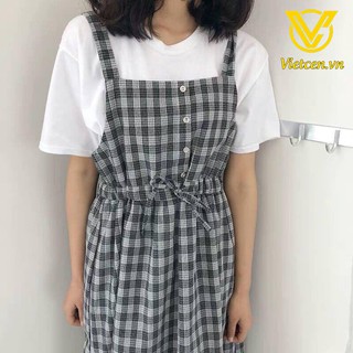 Set váy yếm kẻ caro < Siêu Hot 2019 >