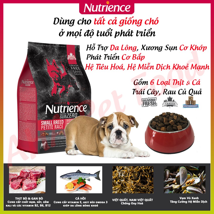 [Ăn Là Thích] Thức Ăn Hạt Cho Chó Bulldog Nutrience Subzero Phát Triển Cơ Bắp Bao 2.27kg 6 Loại Thịt Cá, Rau Củ Trái Cây