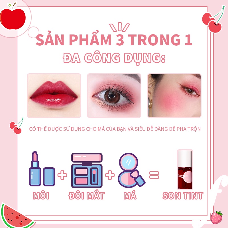 Set 4 son kem BAYFREE màu sắc nhung lì dạng lỏng sáng bóng mềm mịn dùng làm kem má hồng được