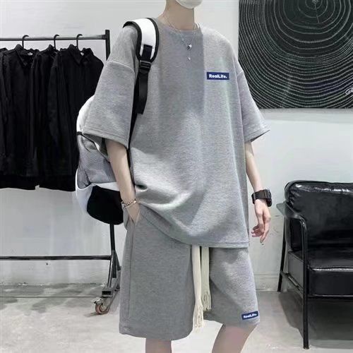 Set Đồ Gồm Áo Thun Tay Lỡ Dáng Rộng Phong Cách Nhật Bản Đơn Giản Cho Nam Và Nữ
