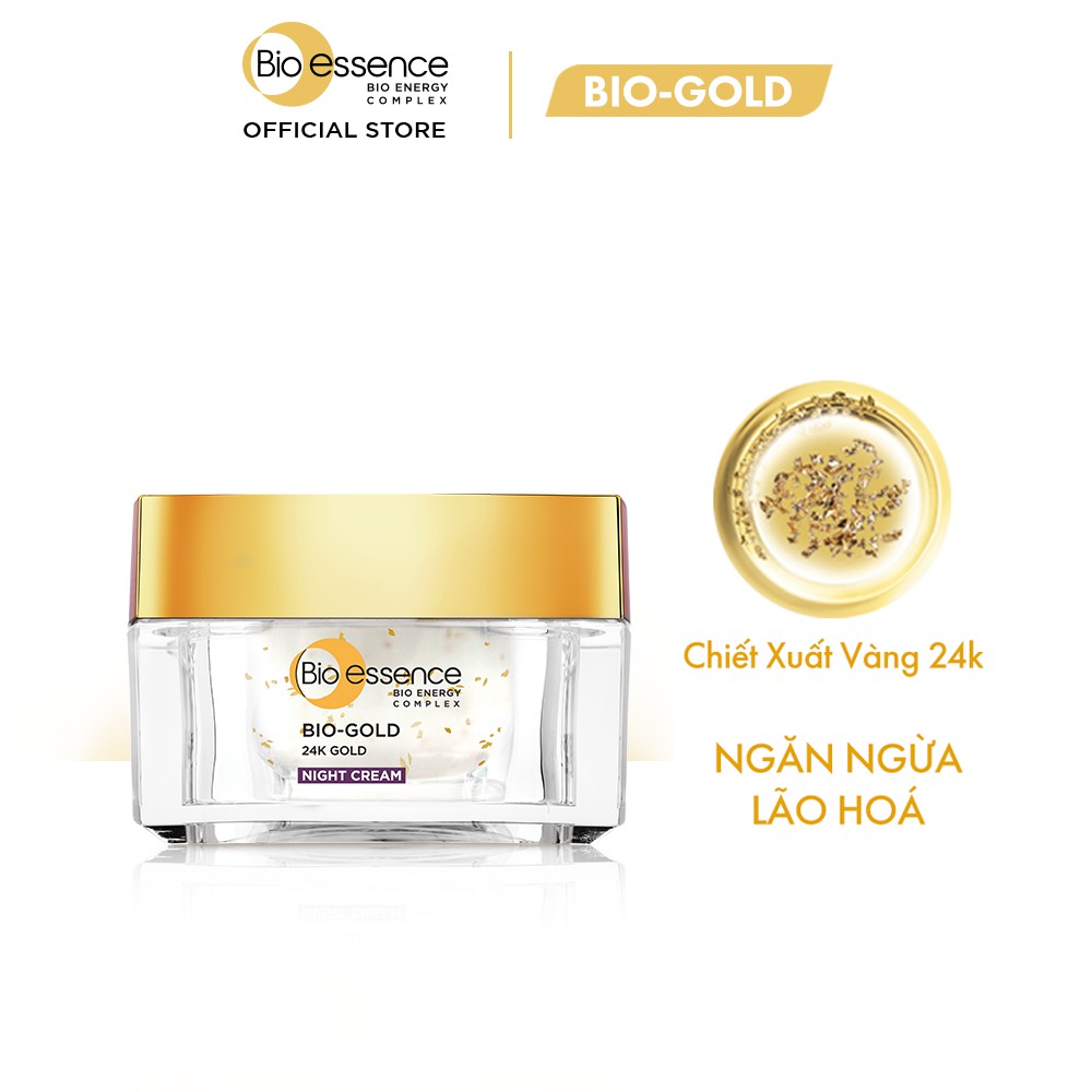 Kem dưỡng da ngăn ngừa lão hóa ban đêm Bio-Essence Bio-Gold Bio-Essence Gold Night Cream chiết xuất vàng 24k 40g