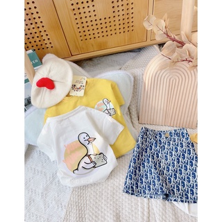 Set vịt cv jean in tràn bé gái