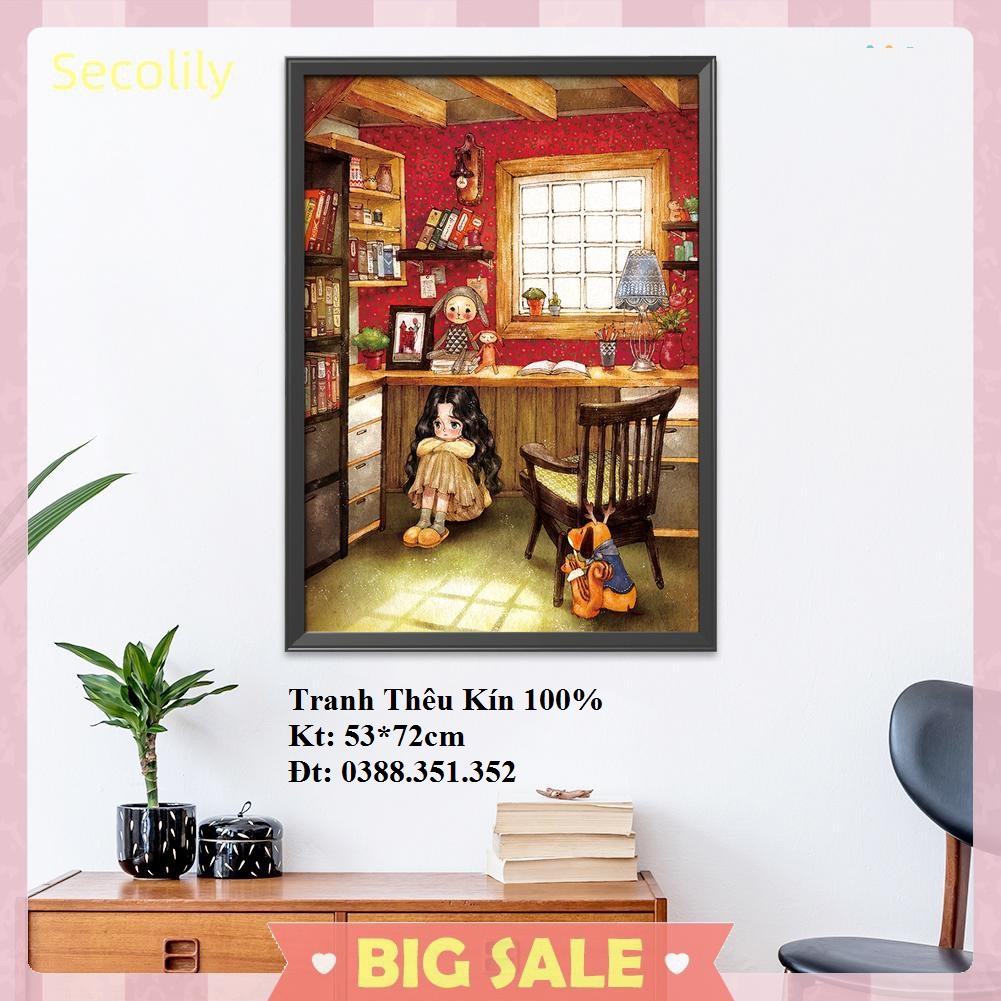 Tranh thêu chữ thập cô gái 53*72cm thêu kín mẫu mới J8127 DX1142 DX1144 DX1068 DX1070 DX1075 DX1096 DX1043 DX1067 DX1071