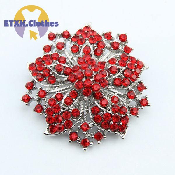 ETXK Trendy Women Crystal Rhinestones Flower Brooch Pin Vintage Collar Lapel Pins Fine Jewelry Gifts