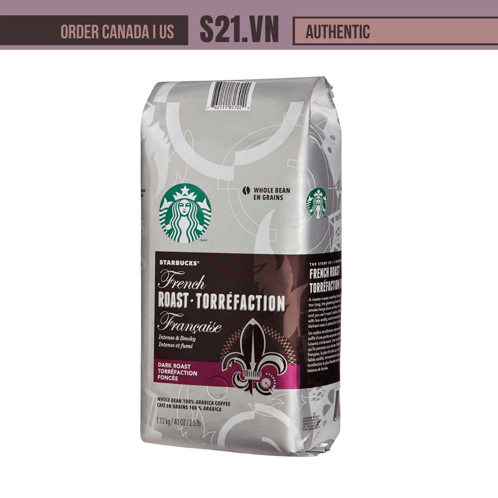 Cà Phê Nguyên Hạt Rang Đậm Starbucks French Roast Intense Dark Roast Whole Bean 100% Arabica Coffee 1.13 kg