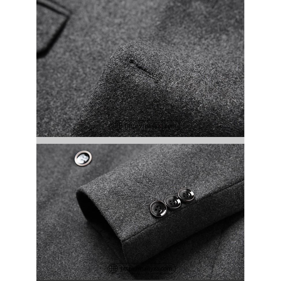 Áo blazer dạ lông cừu nam 2 khuy phong cách Âu Mỹ