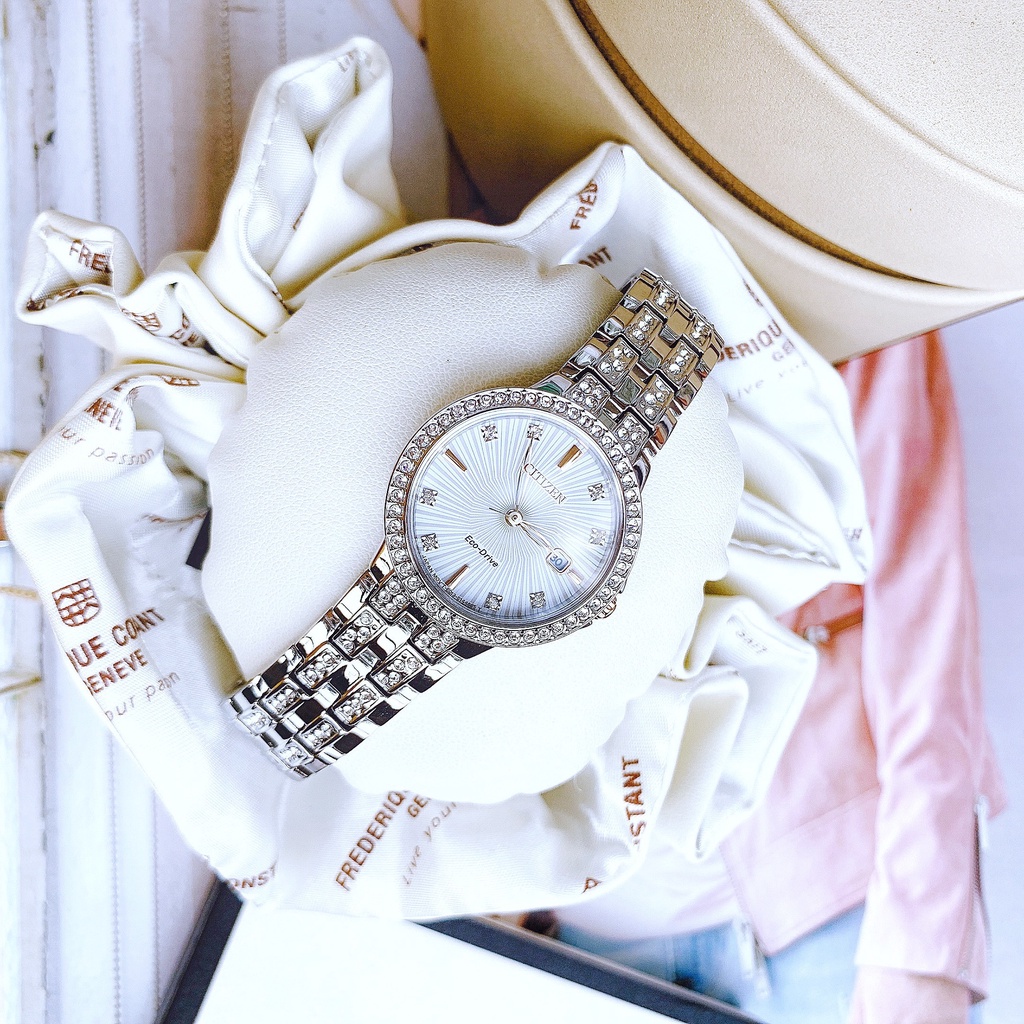 Đồng hồ nữ chính hãng Citizen ECO-DRIVE EW2340-58A - Máy quartz pin - Kính cứng