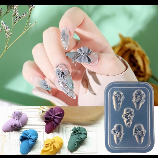 ✅Khuôn nơ silicon dẻo dùng trang trí móng nail