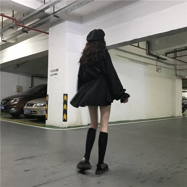 Xiaozhainv Váy tay dài bằng cotton cổ chữ V phong cách Hàn Quốc hợp thời trang cho phái nữ | BigBuy360 - bigbuy360.vn