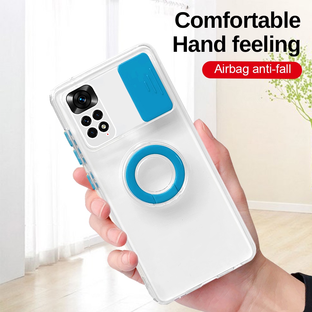 For Xiaomi Redmi Note 11 Pro Case Push Camera Protect Clear Soft Cover Redmy Note11 4G 11S 11Pro Plus 5G Ring Stand Phone Fundas