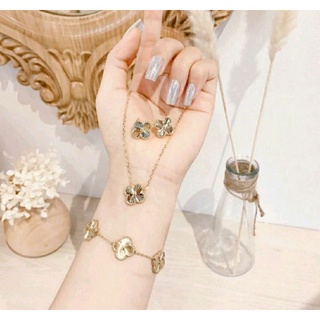 Dây chuyền ,khuyên tai,lắc tay 💦Cỏ 4 Lá  May Mắn💦 Titanium Cao Cấp /Phụ kiện cho phái nữ