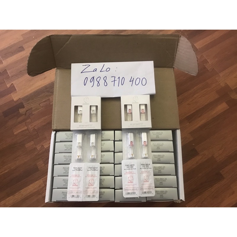 hộp 24 đôi khuyên bấm lỗ tai chống sưng viêm studex của mỹ