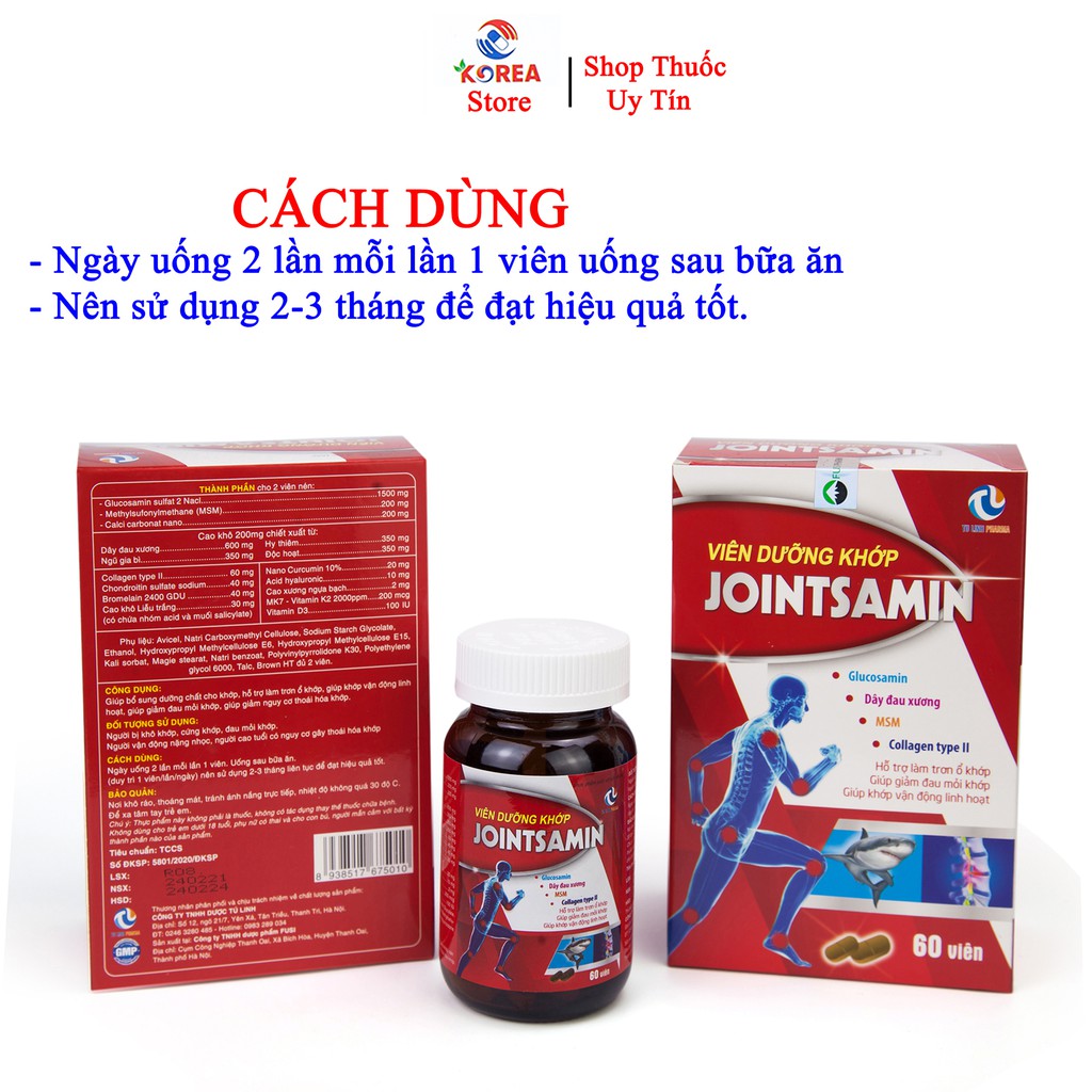 Thực phẩm cho sức khỏe dưỡng khớp JOINTSAMIN đập tan cơn đau khớp hộp 60 viên