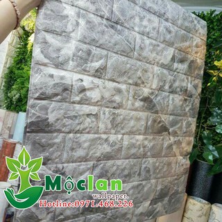 XỐP DÁN TƯỜNG 3D GIẢ ĐÁ HOA CƯƠNG MÀU ĐEN, SIÊU ĐẸP. KHỔ 70CM X 77CM