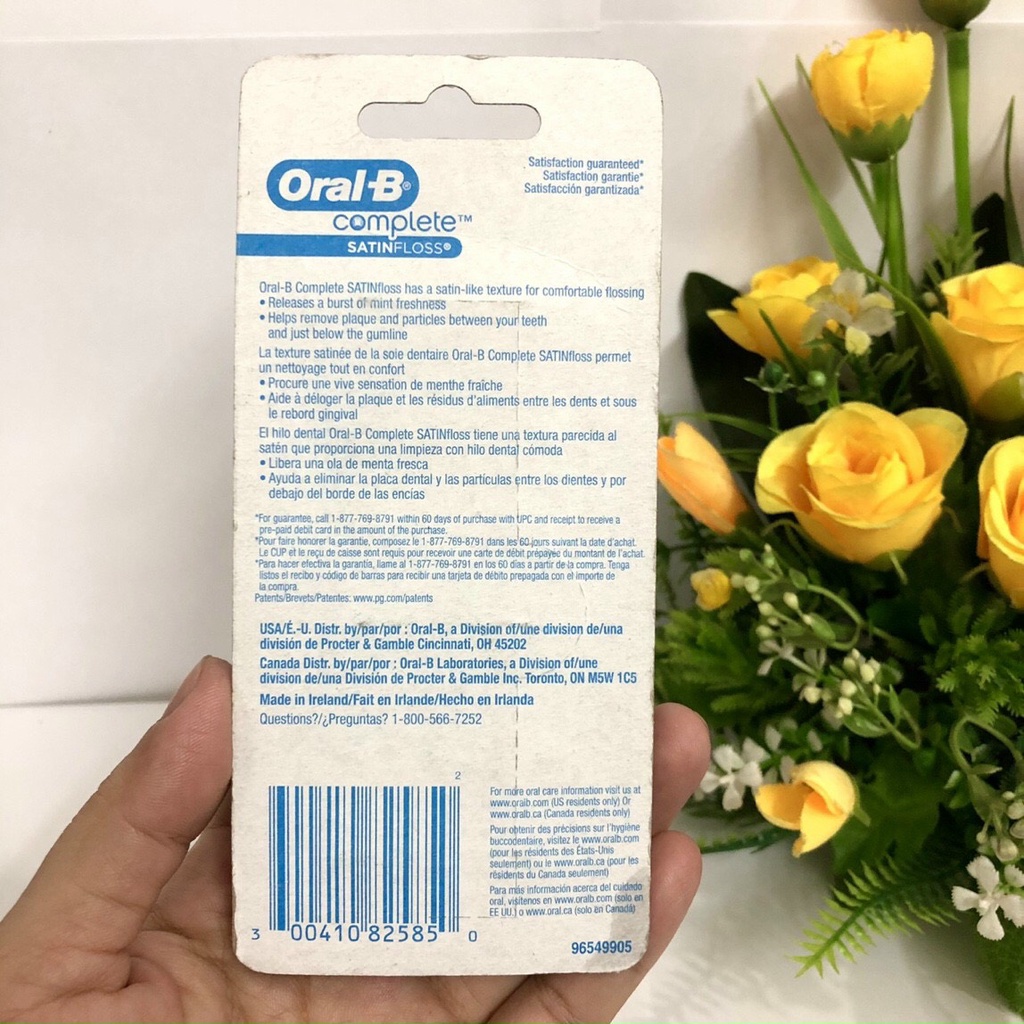 ❤  Chỉ Nha Khoa Oral B Complete Satinfloss 50m Mỹ Hương Bạc Hà Thơm Mát êm mềm sạch nướu Hỏa Tốc