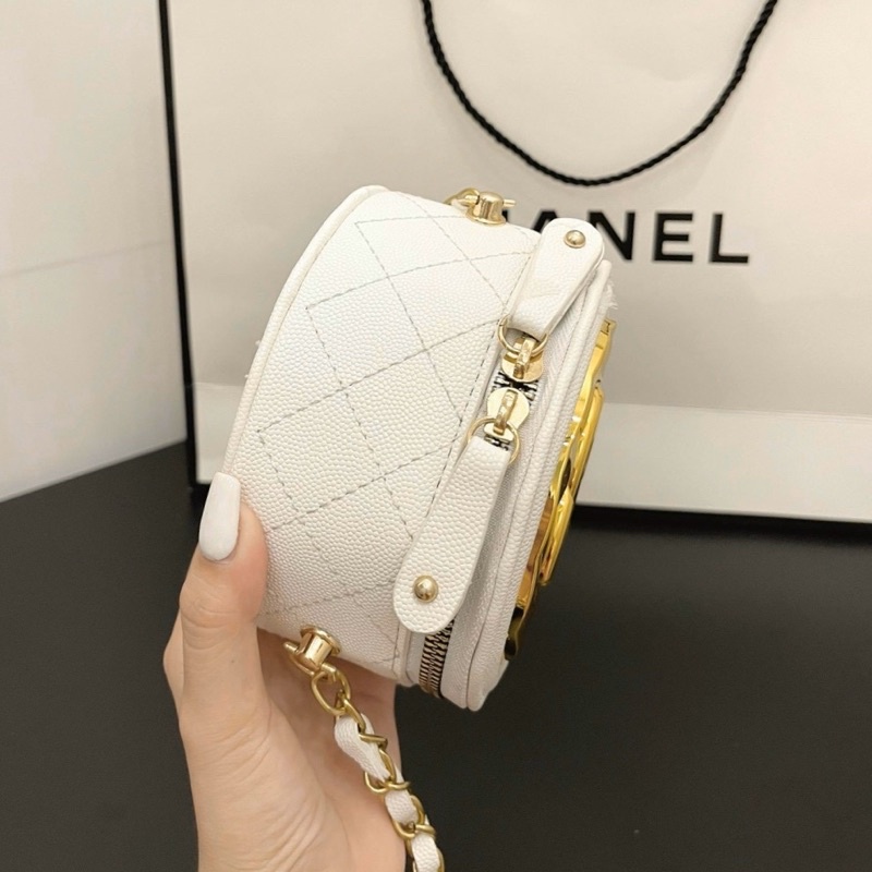 Túi trống tròn nhỏ xinh kèm dây da pha xích đeo chéo phong cách nhất 2020