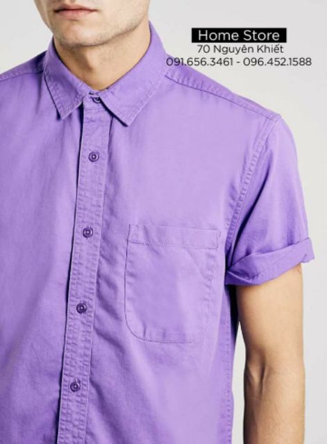 Áo sơ mi nam cộc tay màu tím