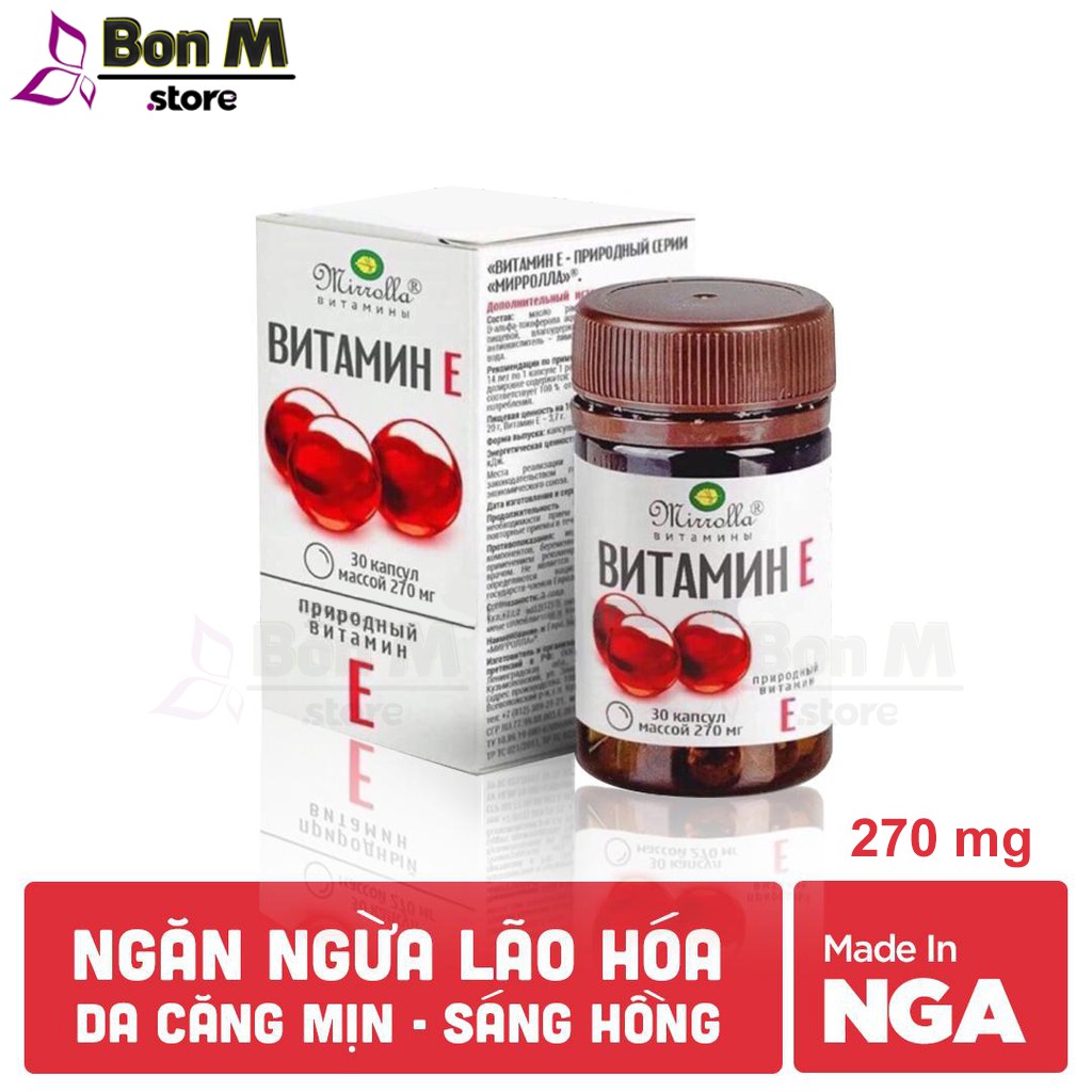 Viên uống trắng đẹp da ❤️CHÍNH HÃNG👍 Vitamine e đỏ Nga 270mg ❤️ chống lão hóa, khỏe tóc, bổ sung vitamin E, làm mịn da