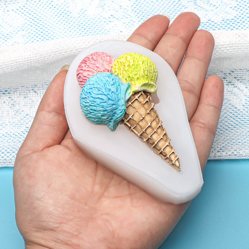 Khuôn Silicone Làm Bánh / Socola Hình Kem Ốc Quế Diy