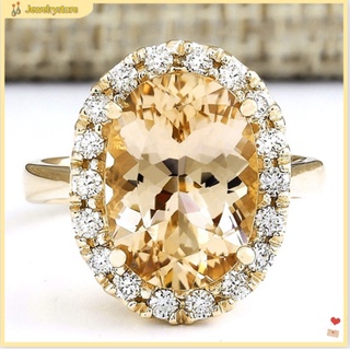 Nhẫn đính đá topaz nhân tạo hình oval cho nữ