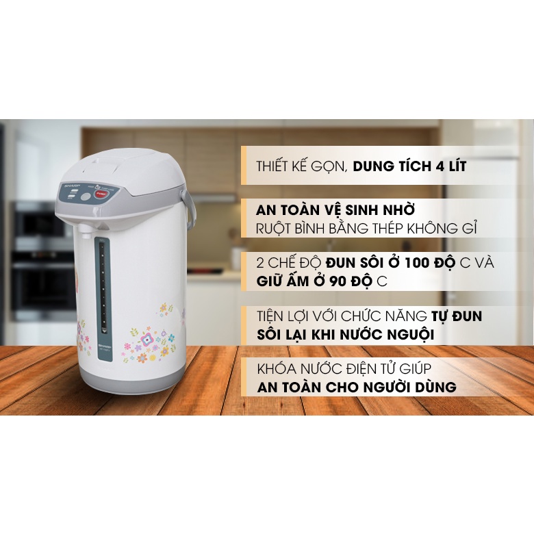 Bình thủy điện Sharp KP-Y40PV-CU 4 lít