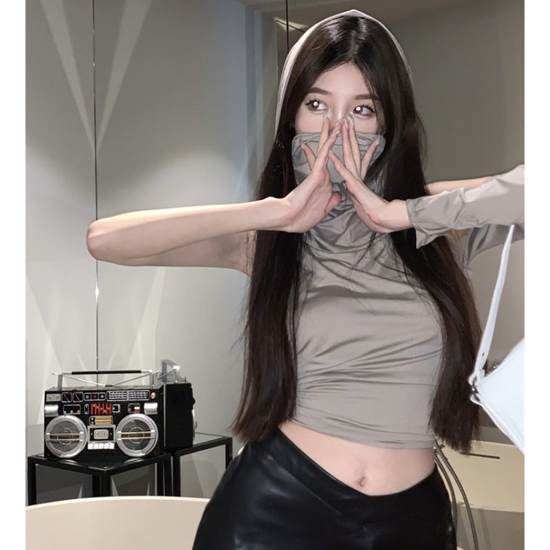 Áo Thun Có Mũ Trùm Dáng Ôm Thiết Kế Quyến Rũ Thời Trang