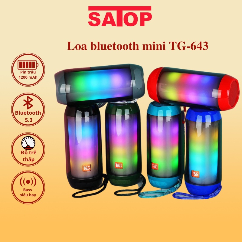 Loa bluetooth mini TG-643 Loa không dây nghe nhạc mini hỗ trợ micro USB thẻ nhớ bluetooth 5.3 tiết kiệm pin SATOP