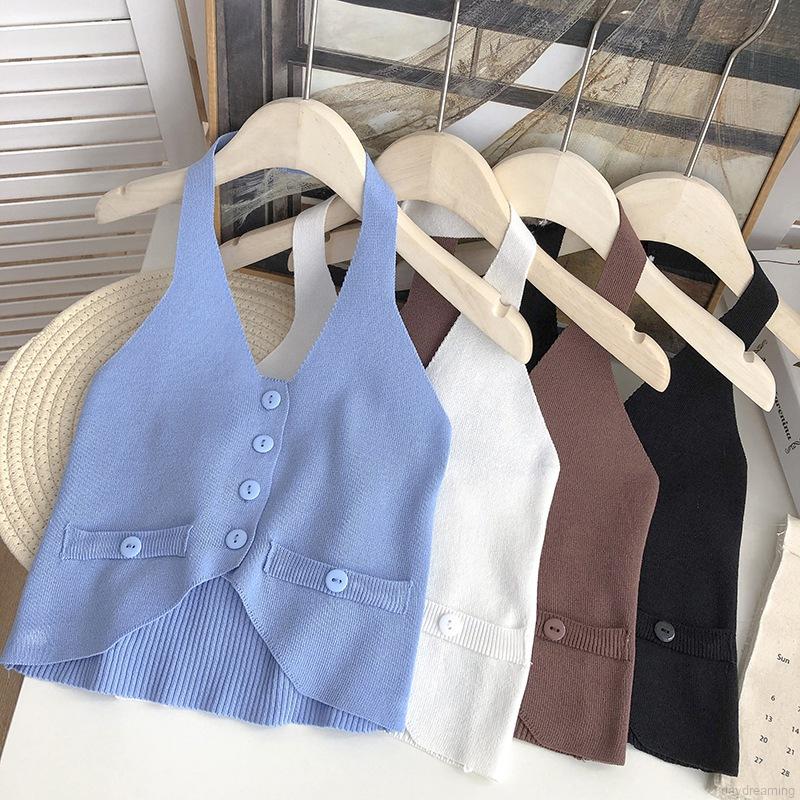 Áo hai dây vải len hở rốn gợi cảm thời trang cho nữ