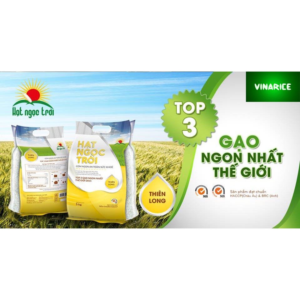 Gạo Hạt Ngọc Trời Thiên Long - dẻo ít mềm thơm ráo cơm - túi 5kg