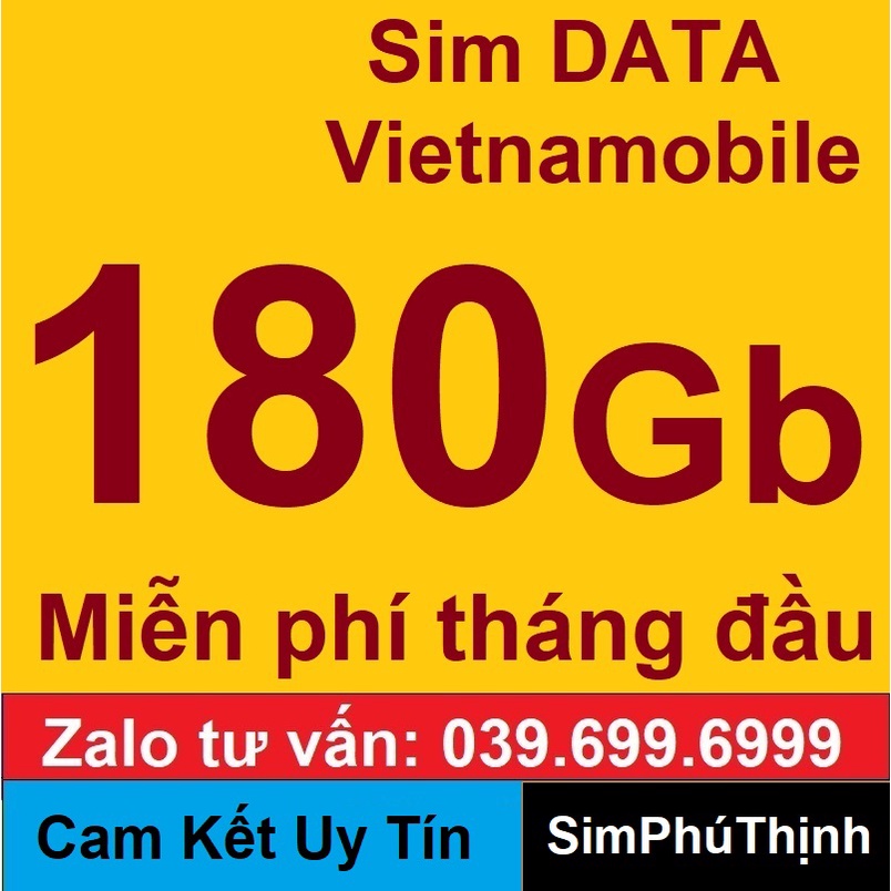 Sim Vietnamobile. Tặng ngay 180Gb/tháng đầu, Miễn phí gọi nội mạng, tài khoản nặp sẵn 60k