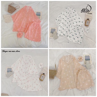 Đồ bộ pijama lụa cao cấp mặc nhà mềm mịn mát.