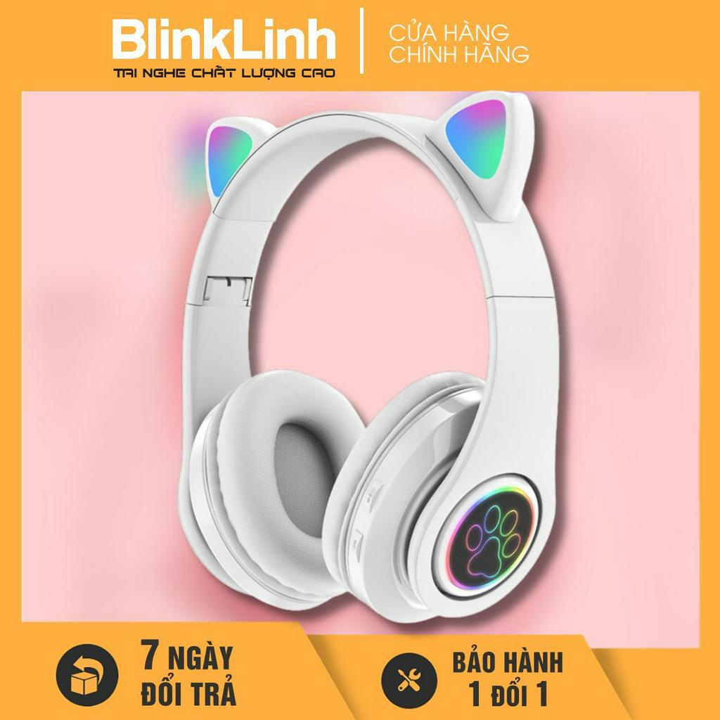 Tai Nghe Mèo dễ thương Mã BL39, Bluetooth 5.0, Tai nghe chụp tai lớn 35mm, Có Đèn LED Chuyển Màu, Chụp Tai Bọc Da Êm Ái,