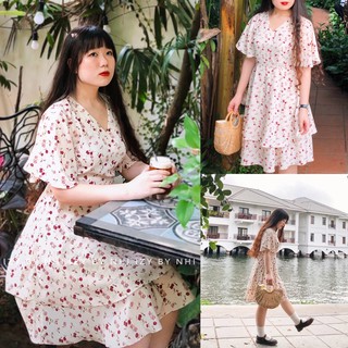 VÁY ĐẦM BIGSIZE DÁNG XOÈ HOA NHÍ HAI TẦNG - VÁY BIG SIZE THIẾT KẾ ROSIE DRESS - IZYBYNHI