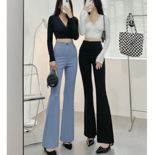 Quần Ống Loe Nữ Lưng Cao tôn dáng nữ cạp khóa