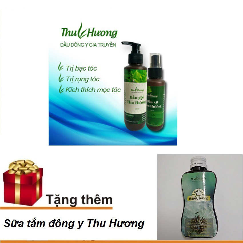 Dầu gội và dầu xịt Thu Hương + Tặng tinh dầu hôi nách hôi chân