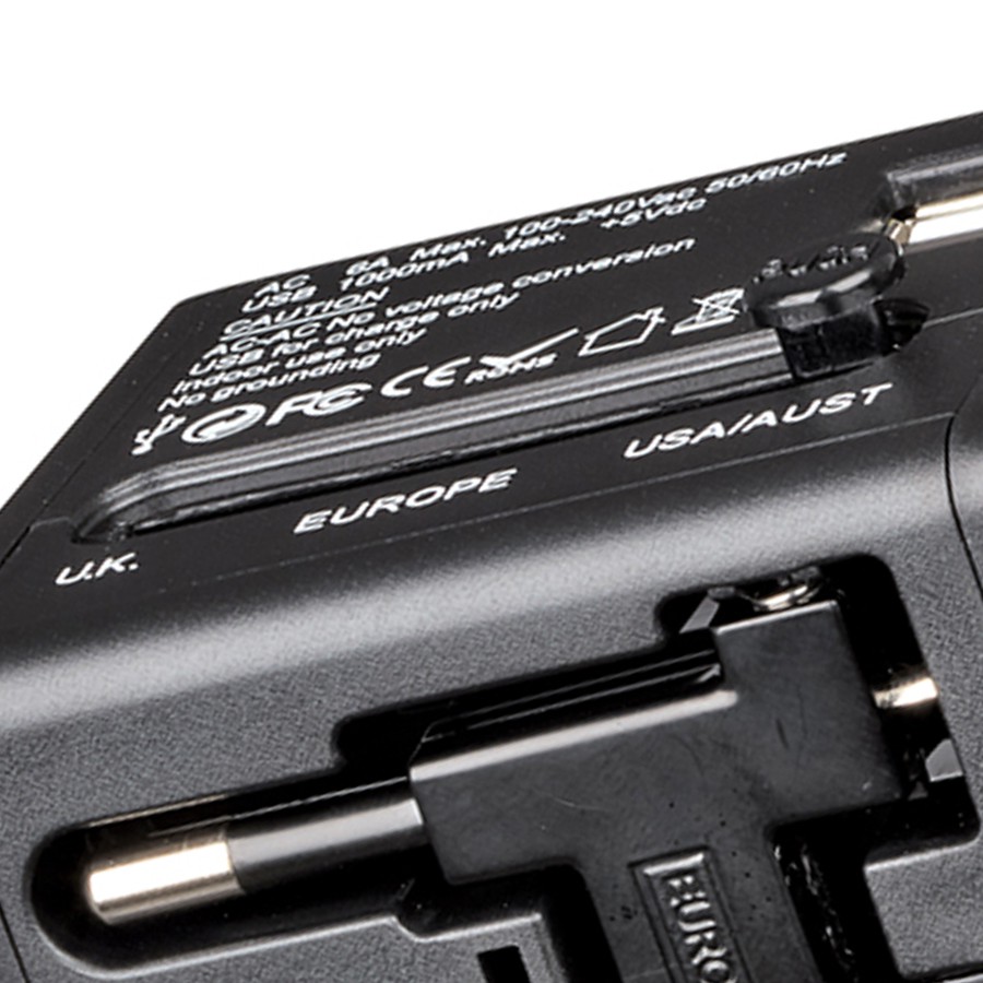 Bộ chuyển đổi du lịch Wenger 604559 Travel Adapter USB (TS158) - Màu Đen