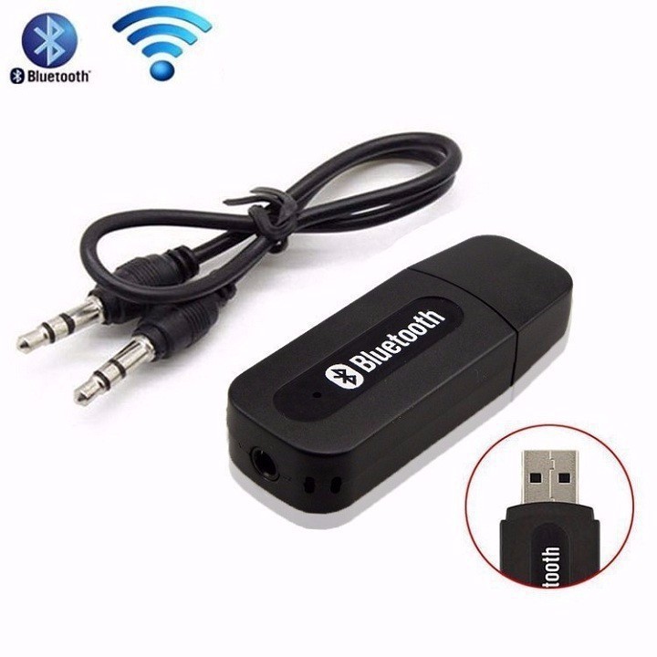 Bộ USB thu bluetooth Music Receiver cho dàn amly ra loa USB bluetooth, cáp 2 đầu 3.5ly, cáp 3.5ly ra 2 bông sen, adaptor