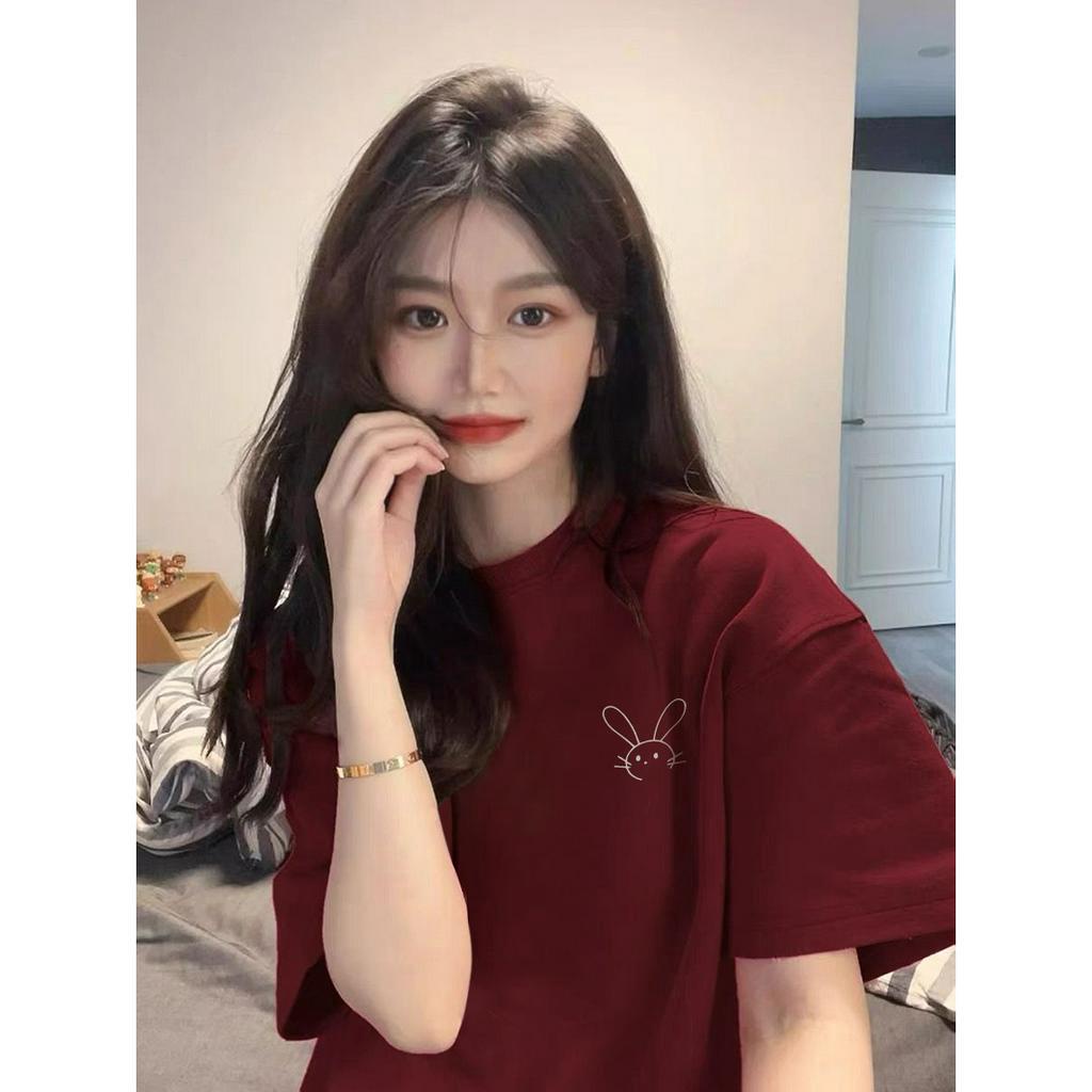 NUZIRO  Áo Thun Tay Ngắn In Họa Tiết Kiểu Retro Mỹ Xinh Xắn Cho Nữ