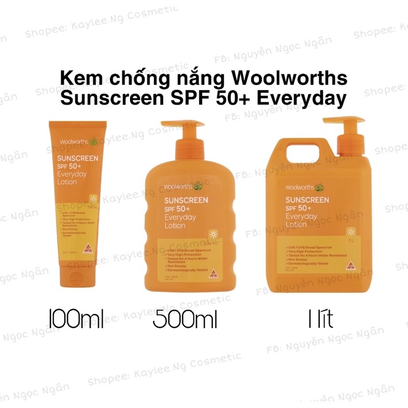 KEM CHỐNG NẮNG WOOLWORTHS EVERYDAY SPF 50+