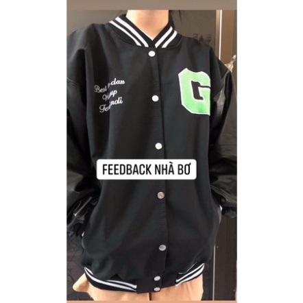FREE SHIP Áo Bomber Chữ G Xanh Phong Cách Cá Tính Unisex Kèm Ảnh Thật Cận Chất Bơ Store