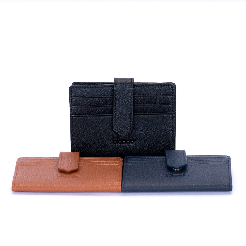 Ví đựng card da bò thật, chất liệu da gân Saffiano, thương hiệu Blanda 8VNBG06