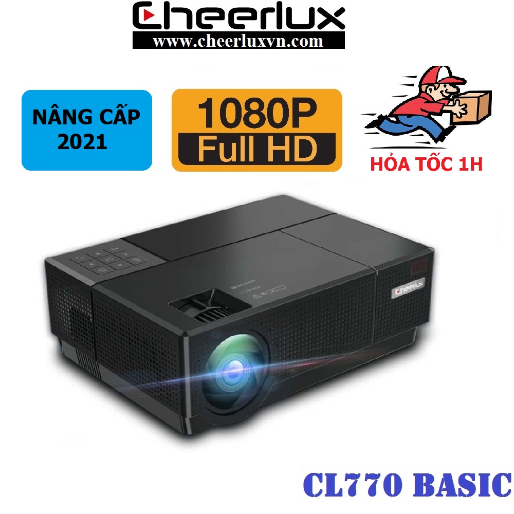 Máy chiếu Cheerlux CL770 phân giải thực 1080P , độ sáng 5500 lumens, điều chỉnh Zoom, keystone 4 chiều.