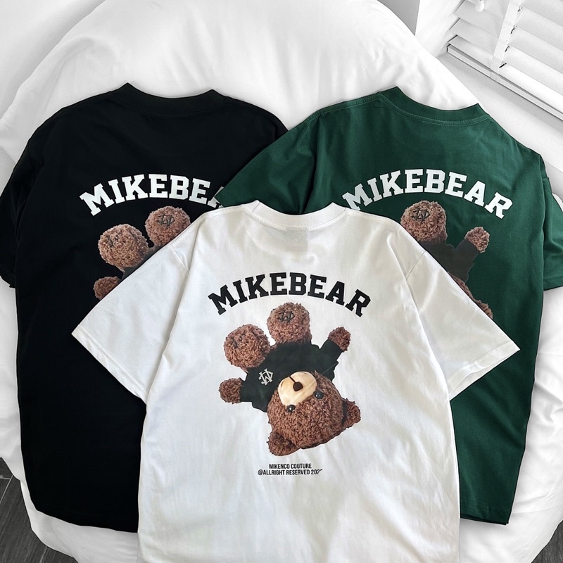 Áo thun tay lỡ unisex,in hình gấu Mike 3 màu