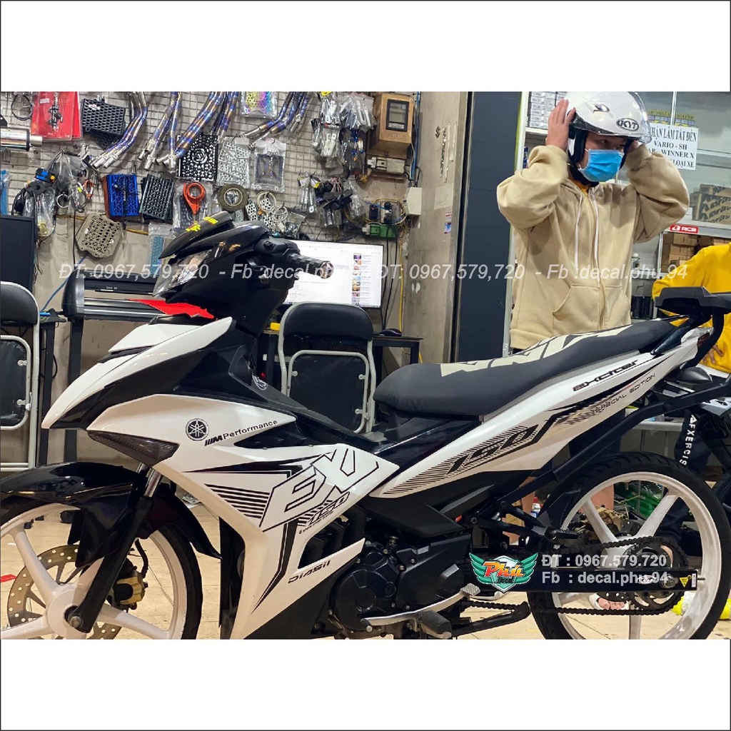 Tem rời xe Exciter 150 Trắng đen in trong (A)