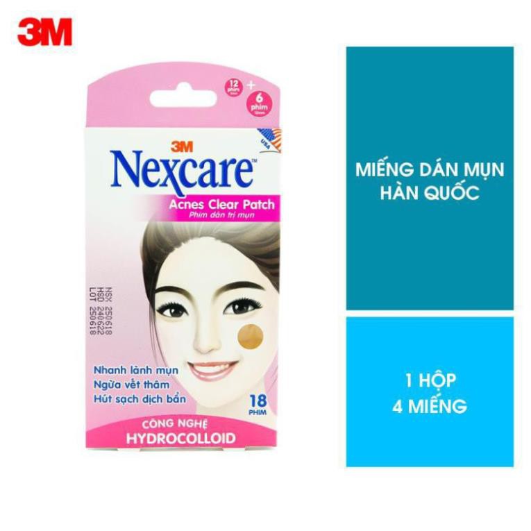 (HÀNG CHÍNH HÃNG) Miếng dán mụn Nexcare 3M TA018 18 miếng (12 miếng 8mm và 6 miếng 12mm) RẤT HIỆU QUẢ