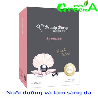 [1 HỘP 8 MIẾNG BẢN ĐÀI] Mặt Nạ My Beauty Diary Ngọc Trai Đen Dưỡng Trắng Mịn Màng